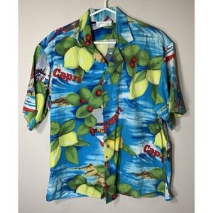 Gottex‎ Casual Shirt Mens Large Capri Italy Short Sleeve 100% Cotton VNTG Lemons